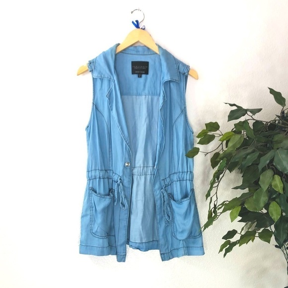 Sanctuary Chambray Long Vest - Picture 1 of 8